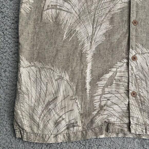 Tommy Bahama Mens XL Shirt Silk Green Ivory Print Button Down Short Sleeve - Picture 7 of 16